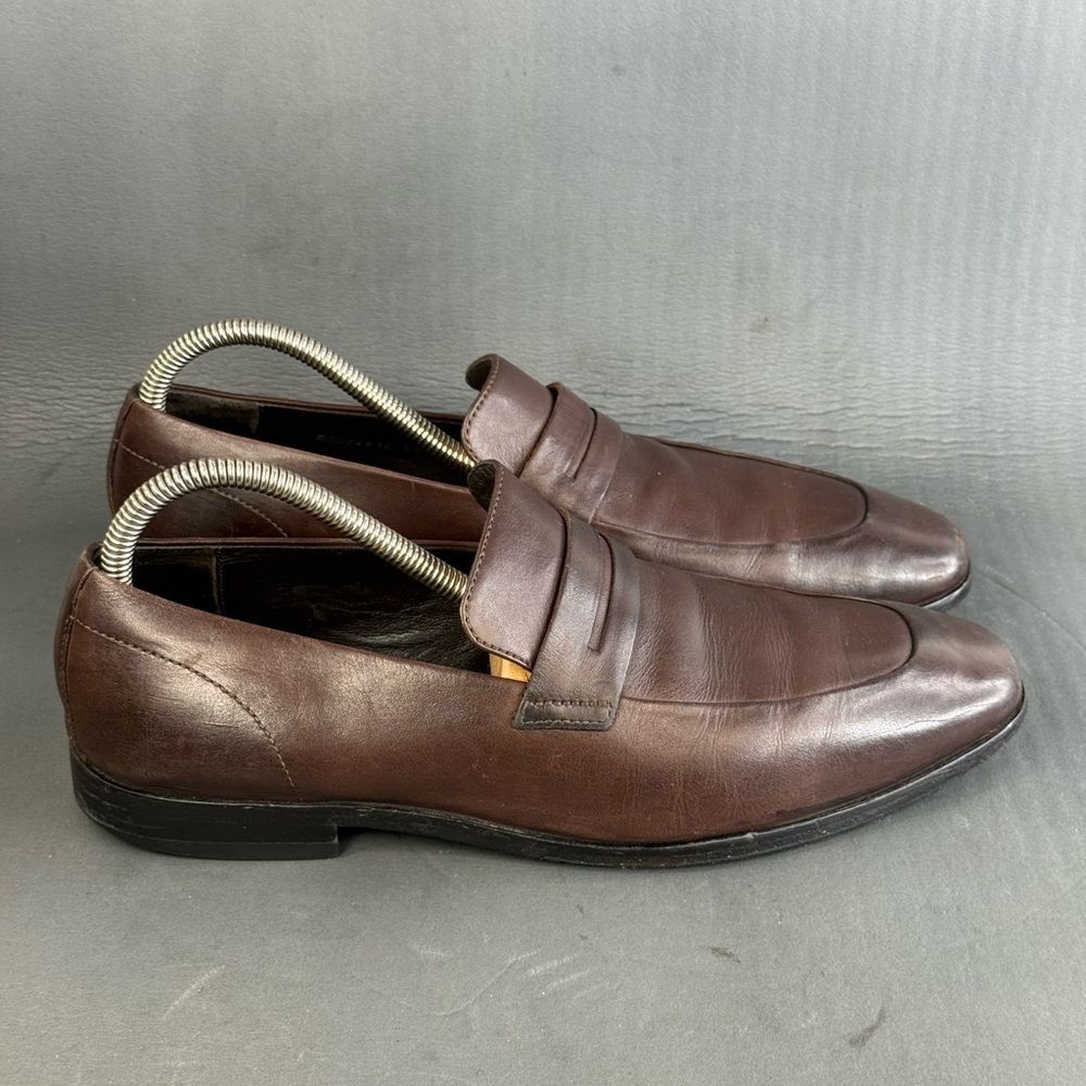 Hugo Boss brown leather slip-on penny loafers Vero Cuoio men’s size  6.5